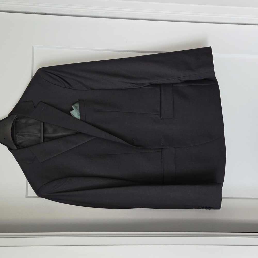Black Blazer with Green Pocket Square